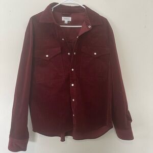 Evereve Burgundy Corduroy Button Down Western Shirt